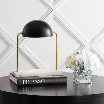 Porter 13.5" Art Deco Dome Lamp with Marble Base - JONATHAN Y